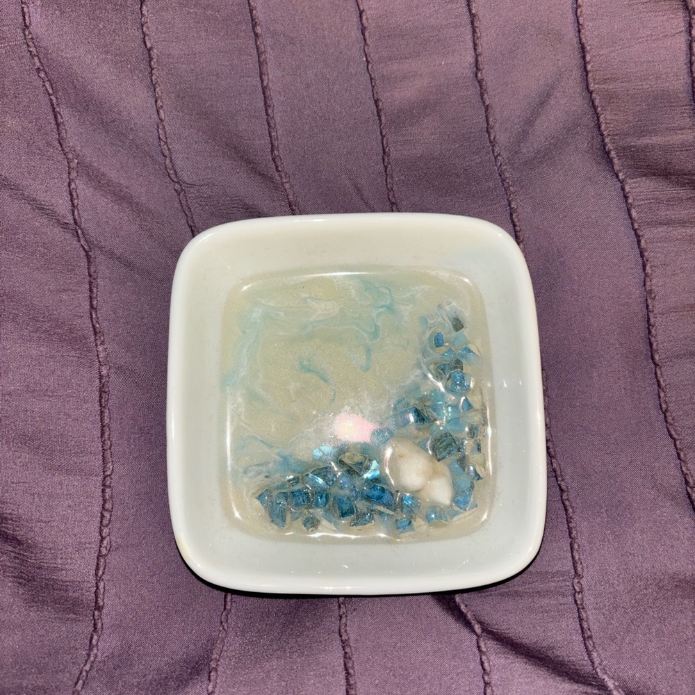 Threshold Decorative Square Dish with Blue Accents